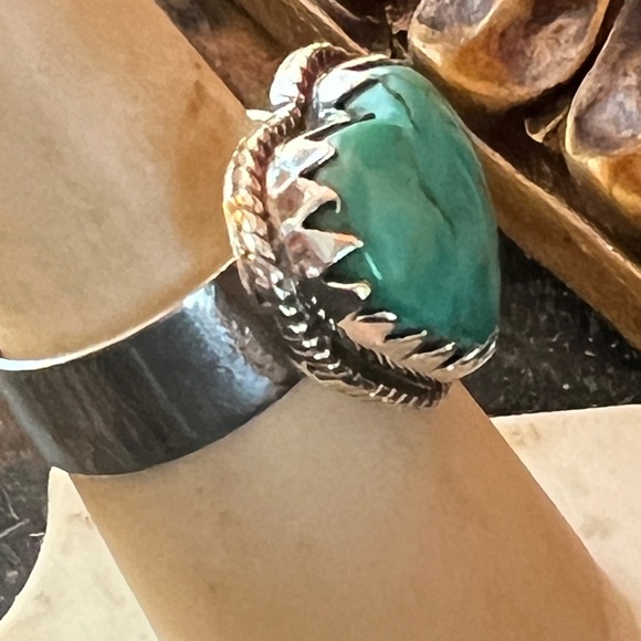 Kingman Turquoise Heart Ring Stamped 925 - Picture 4 of 6